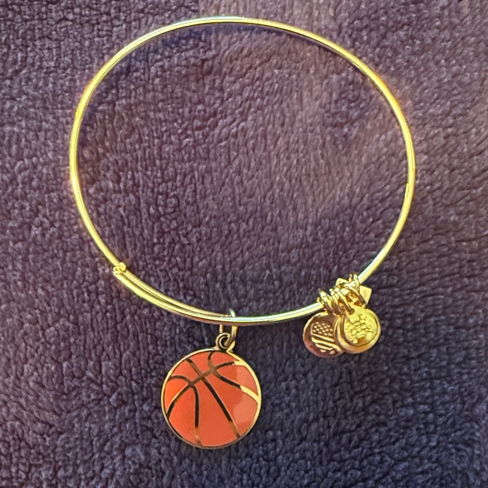 Alex and Ani Gold Bangle Bracelet with Basketball Charm